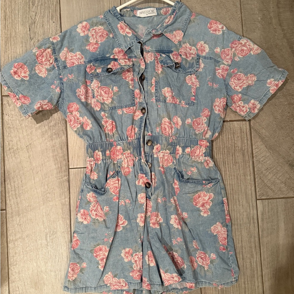 Floral Denim Romper